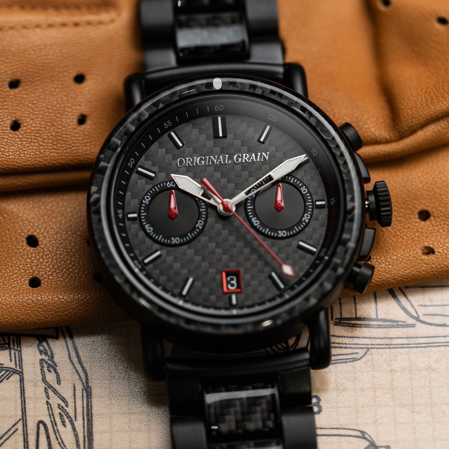 Carbon Fiber Black Chrono 44mm