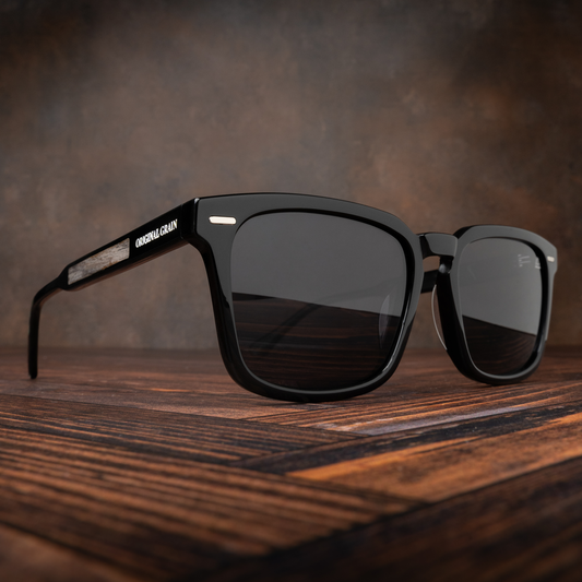 Sunset Walnut Shiny Black Sunglasses
