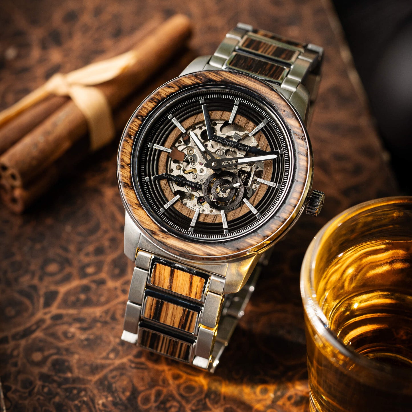 Charred Whiskey Silver Barrel Automatic 46mm