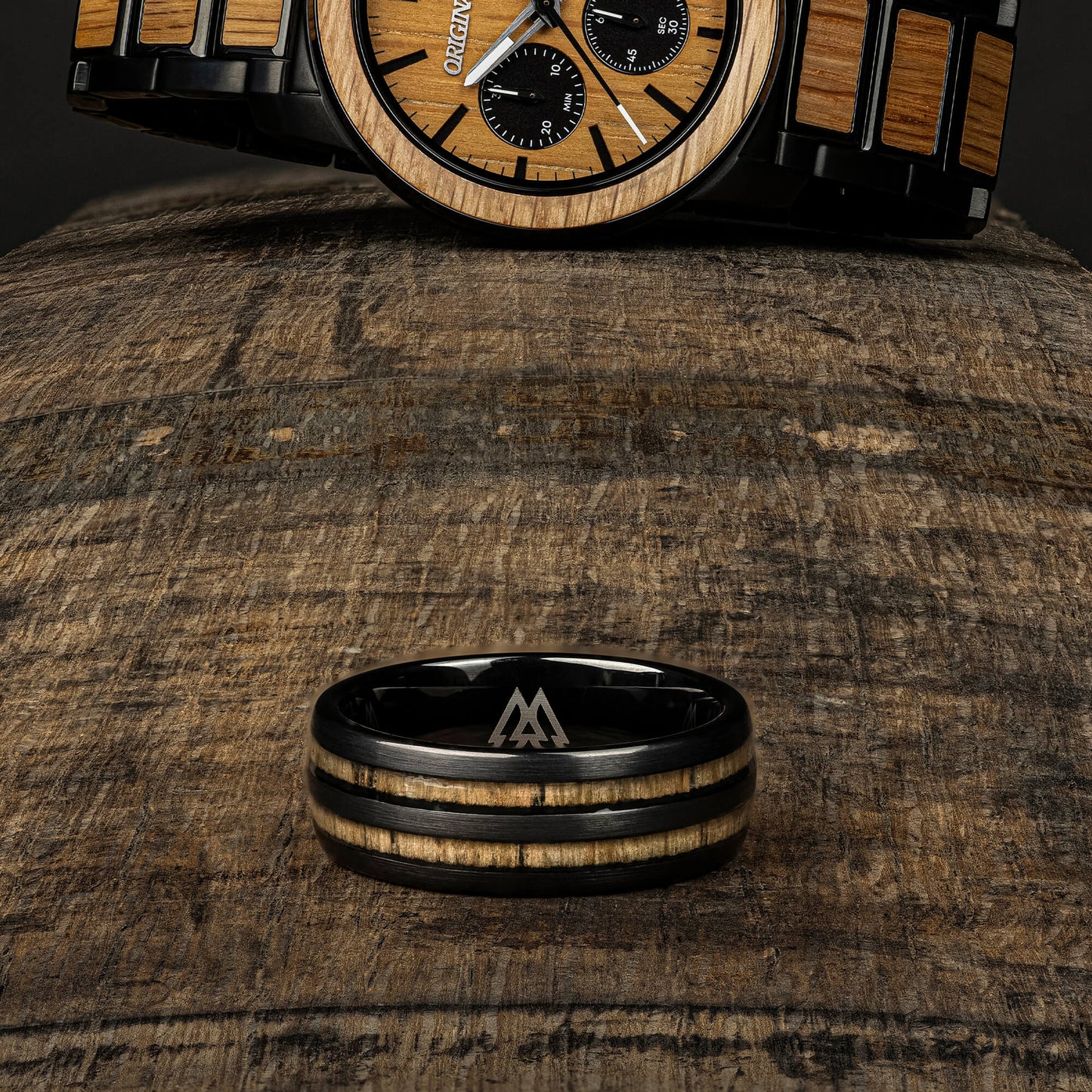 Whiskey Black Double Barrel Ring