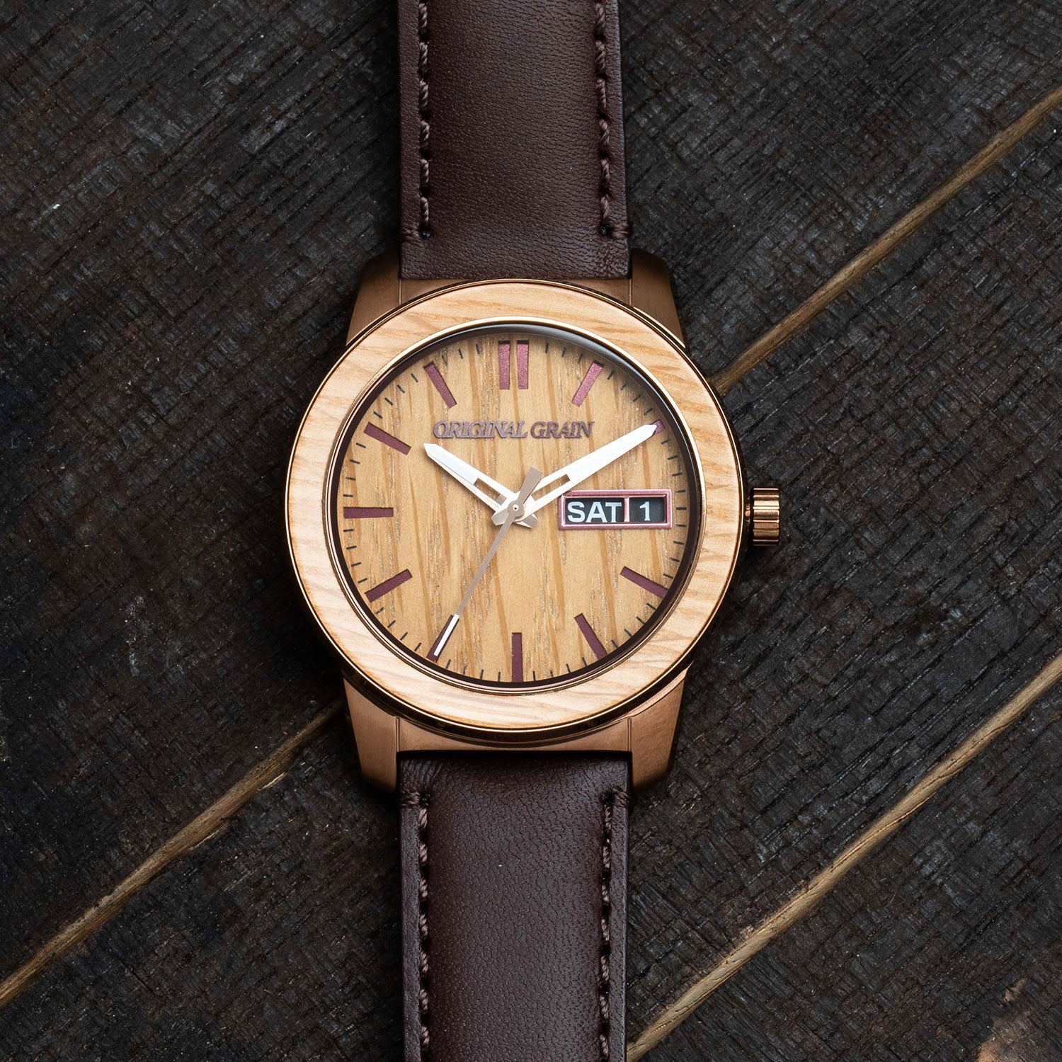 Sold Original Grain 42mm Whiskey Barrel Watch