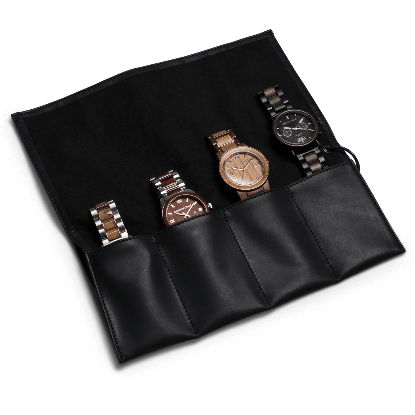Watch Roll for 8 Watches - Dark Brown - Granulated Leather